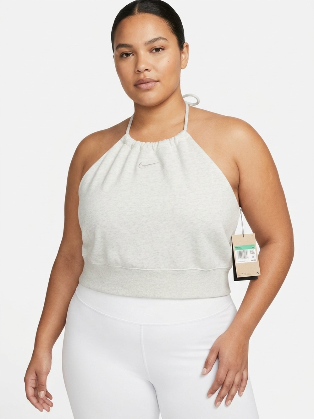 Nike Women’s Halter Crop Top in Light Heather Gray